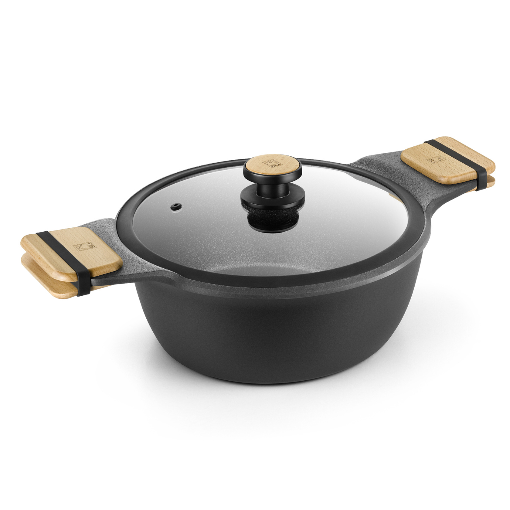 All Cookers Including Induction 24 cm Braisogona Prior Highly Durable with Pfoa-Free Non-Stick Coating Tall Casserole Black Cast Aluminium 